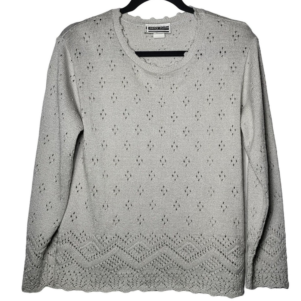 Carly Blake Womens Crochet Sweater Small Vintage 90s Coquette Soft‎ Girl Granny - Picture 2 of 8